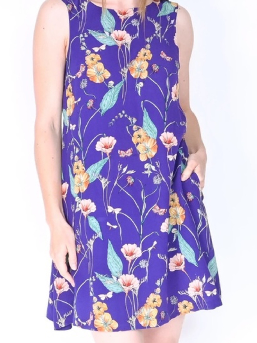 HD in Paris Purple Floral Sleeveless A-Line Dress